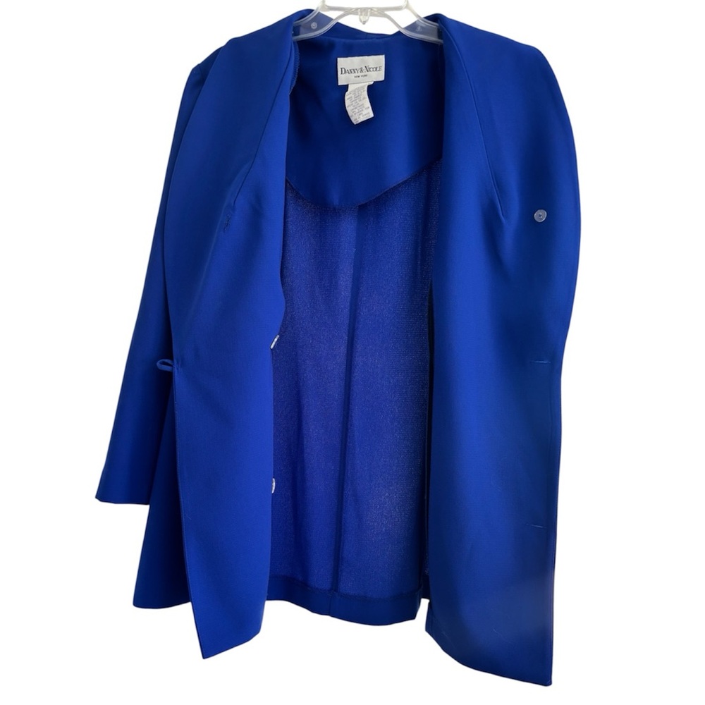 Vintage 90s Pants Suit Blazer Dress Trousers Blue Silver Chain Formal Size 16W - Picture 9 of 16